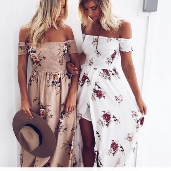 πHPπ White Boho Printed Floral Cover Up Beach Dress - Picture 4 of 7